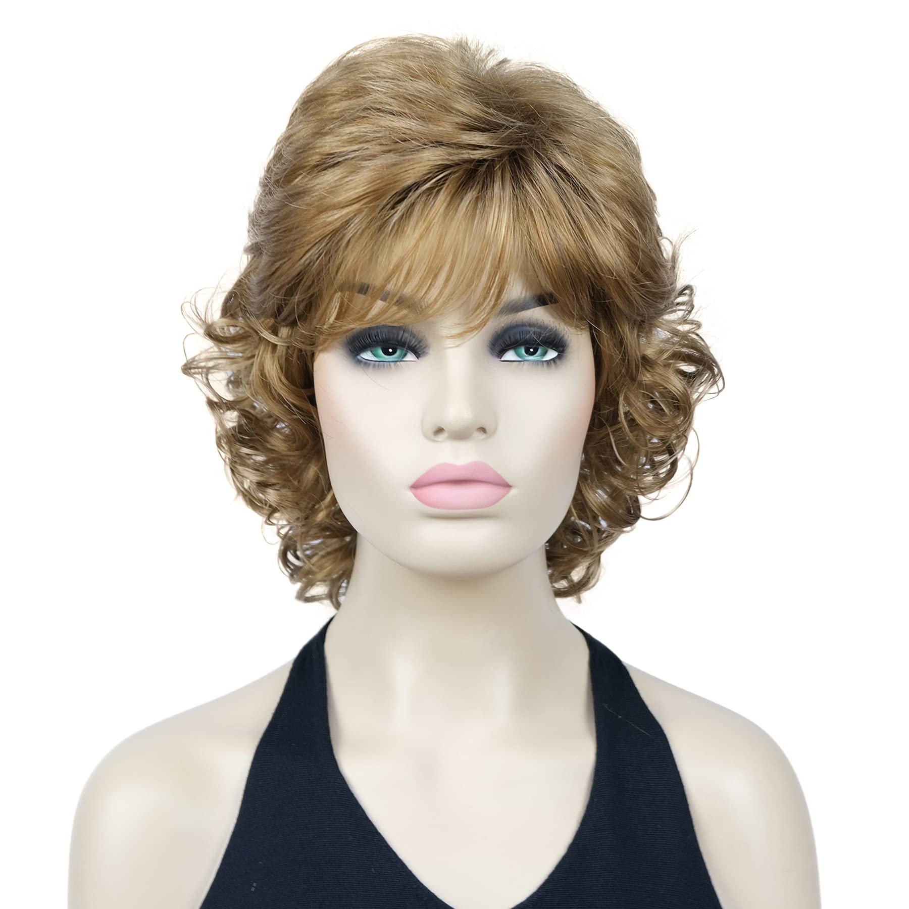 Lydell 12" Short Curly Wigs Soft Shaggy Layered Classic Cap Full Synthetic Wigs (Lightest Golden Blonde) — image 1