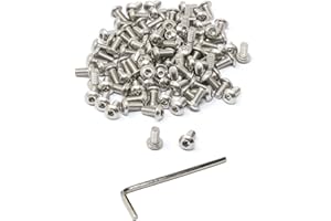 iexcell 100 Pcs M3 x 6mm Thread Pitch 0.5 mm Stainless Steel 304 Hex Socket Button Head Cap Screws Bolts Kit