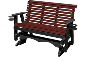 ECOMMERSIFY INC 5FT Glider Amish Handmade in USA Poly Lumber wood Lancaster series RollBack Porch Glider with Cupholders HeavyDuty Everlasting PolyTuf HDPE No wood fibers and 1000 lbs Limit,Stainless Steel hardware