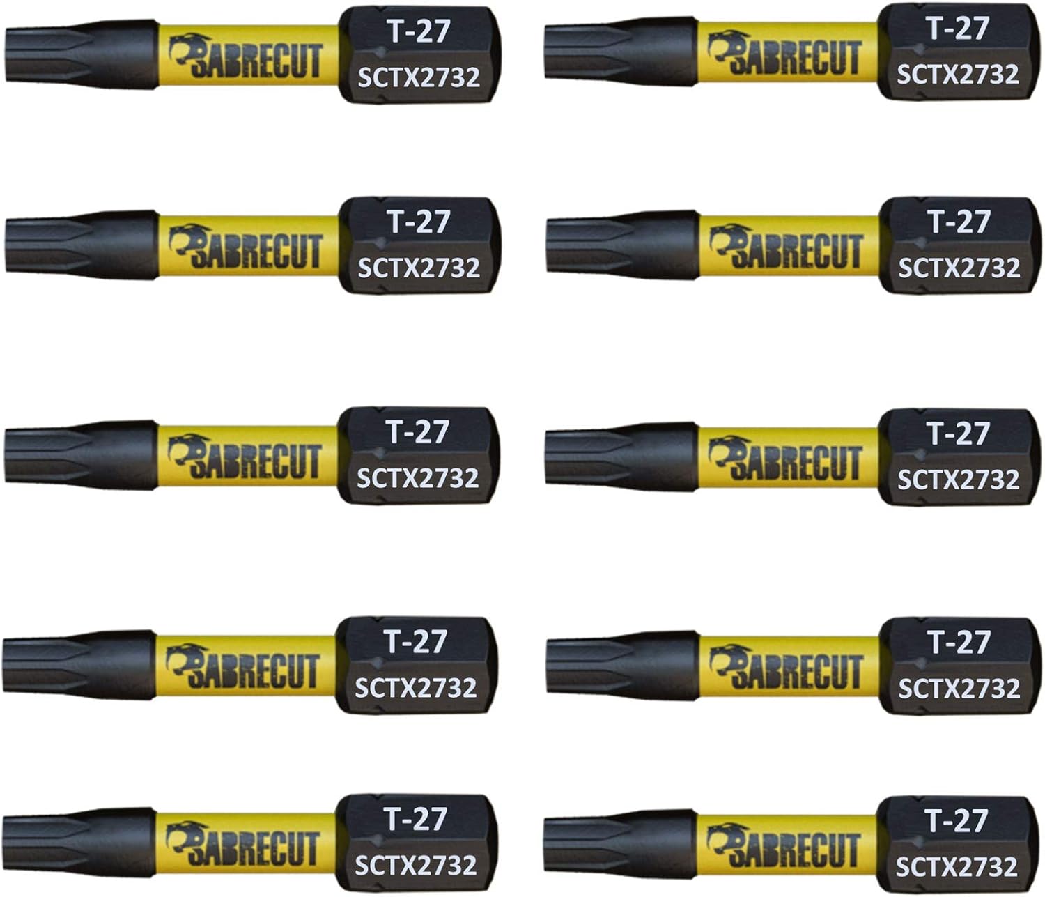 10 x SabreCut SCTX2732_10 32mm T27 TX27 Magnetic Impact Screwdriver Driver Bits Set Torx Heavy Duty, 1/4 inches - Image 3