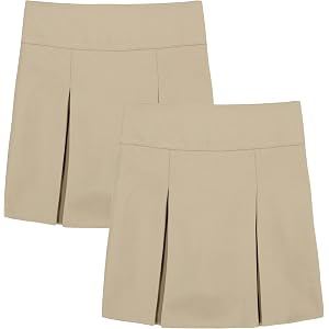 Dockers Girls' School Uniform Pull-on Pleated Scooter Skort, 2-Pack