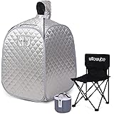 WILLOWYBE Portable Personal Steam Sauna Home Spa, an Indoor Steam Sauna for Relaxation, Detox and Therapeutic, Silver Prime