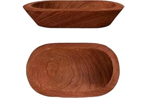 Phinicco 3 Pack 9.7in Dough Bowls for Candle Making Rustic Wooden Bowl Lightweight Candle Holder Empty Decorative Bowl (wicks included)