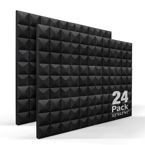 24 Pack Acoustic Foam Panels, 2" X 12" X 12" Studio Foam Wedges, Sound ...