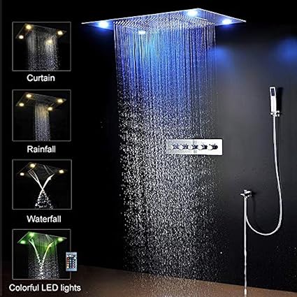 Ghjgfgh Moderne Versteckte Decke Doppel Regen Wasserfall Grosse Elektrische Massage Led Dusche Wasserhahn Heisser Und Kalter High Flow Mixer Set Amazon De Kuche Haushalt