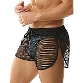 Dcincell Men's Mesh Shorts Sexy See Through Underwear Sheer Breathable Fishnet Boxer Briefs
