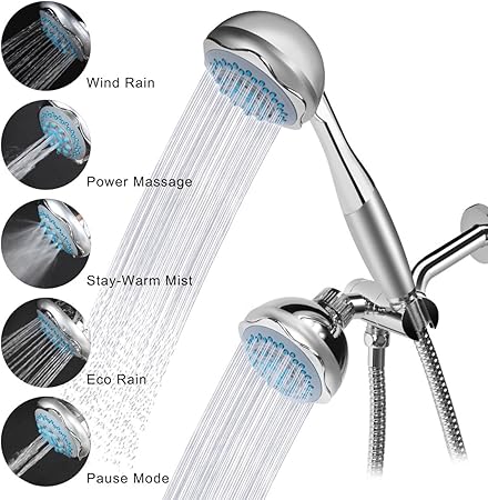 Deux Pommeaux De Douche Kictic Trois Positions Ultra Luxe Pleine Chrome 24 Fonction 2 Dans 1 Pomme De Douche Douche A Main Combo 5 Settings Amazon Fr Cuisine Maison