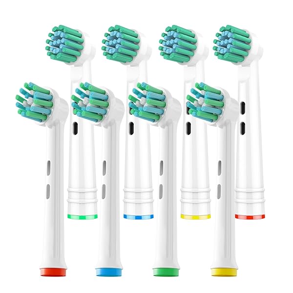 GENKENT 8 PACK REPLACEMENT TOOTHBRUSH HEADS COMPATIBLE WITH ORAL B BRAUN PRO 1000/500/1500/3000/5000/6000 CROSS ACTION HEAD