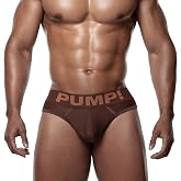 Pump! Gray Espresso Men's Thong - Supportive &amp; Contoured Fit, Breathable &amp; Soft Fabric, Comfortable Elastic Waistband