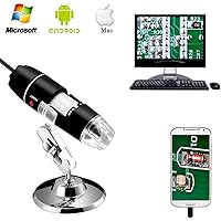 Jiusion 40 to 1000x Magnification Endoscope, 8 LED USB 2.0 Digital Microscope, Mini Camera with OTG Adapter and Metal Stand, Compatible with Mac Window 7 8 10 Android Linux