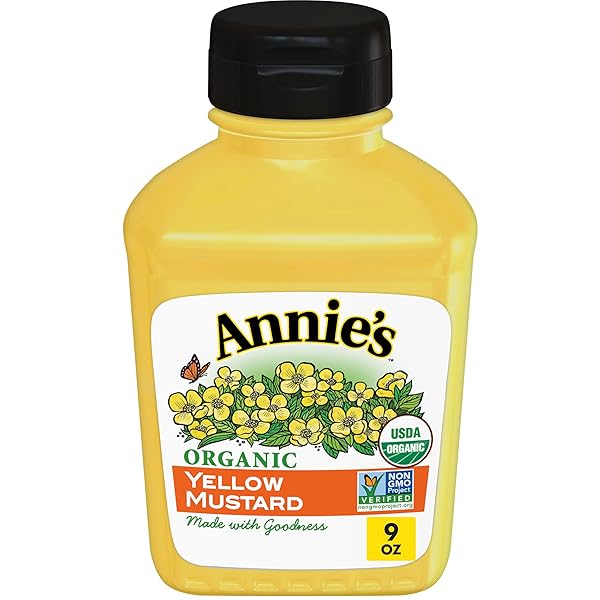 ANNIE’S ORGANIC YELLOW MUSTARD, GLUTEN FREE, 9 OZ
