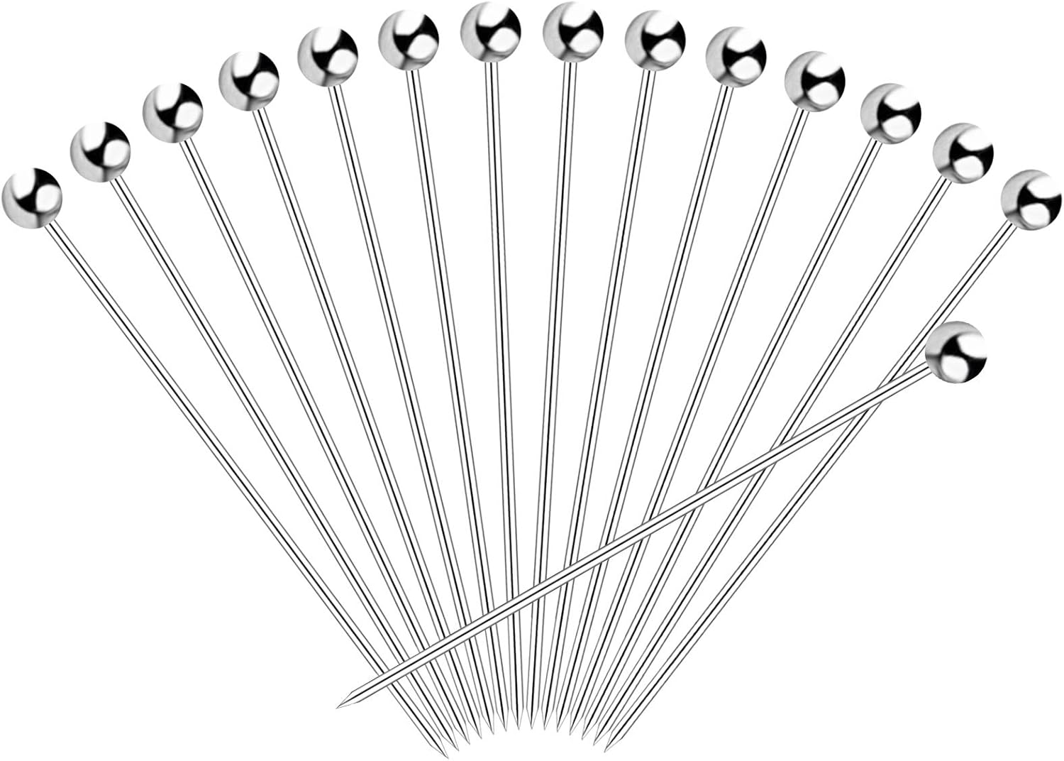 HEQUSigns 30PCS Stainless Steel Cocktail Picks,Reusable Metal Martini Picks Olives Appetizers Sandwich Cocktail Toothpicks for Wedding 4.3 Inches