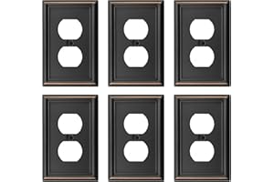 OKAWYC Single Duplex Outlet Light Switch Cover Luca Metal Wall Plate, 6-Pack Aged Bronze 1 Gang, Oil Rubbed Bronze for Receptacle Light Switch, Switch Cover Decorative Wallplate, Durable