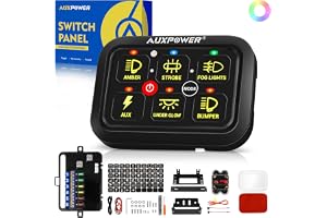 Auxpower 6 Gang Switch Panel Toggle Momentary Pulsed Led Switch Panel RGB Dimmable Switch Panel Auxiliary Circuit Control Relay System Automotive Switch Panel for Truck Boat Car(RGB A26 Switch Panel)