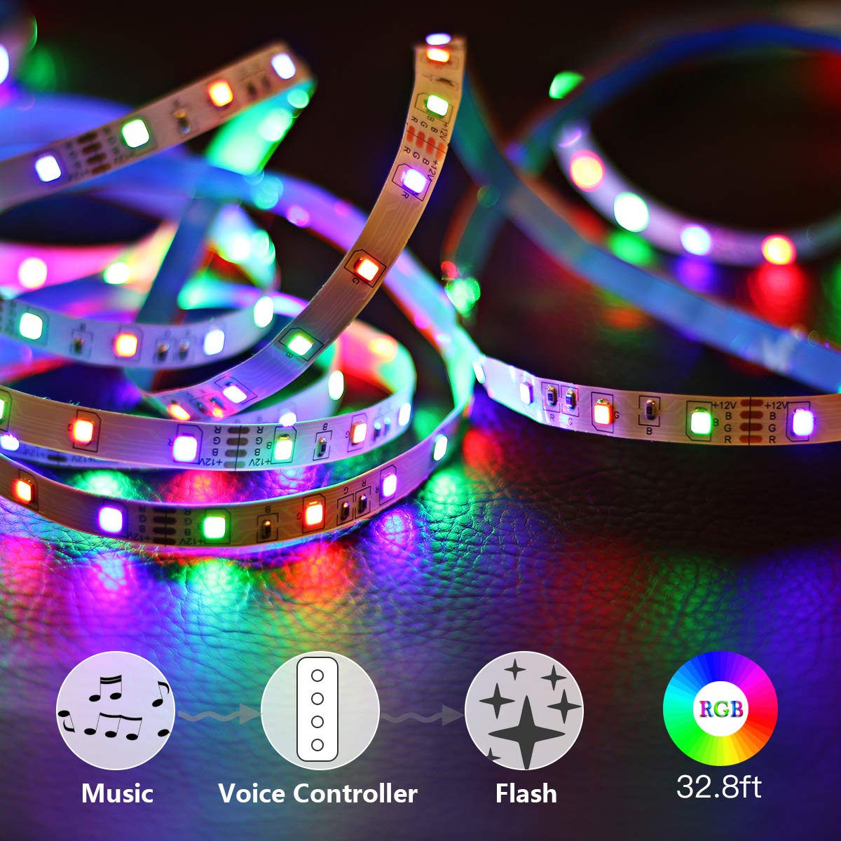 Amazon Com 50ft Led Strip Lights Music Sync Color Changing