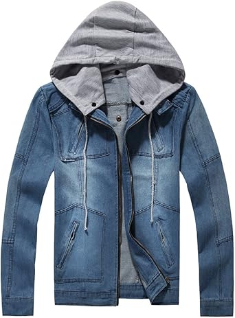 denim jacket with removable hood