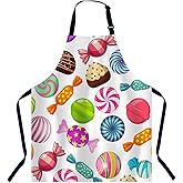 Xuwenz Sweet Candies Kitchen Apron for Women Men, Unisex Adjustable Cooking Apron, Waterproof Apron for Home Kitchen, Restaurant, Coffee House