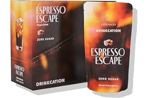 E EVERYDAZE EVERYDAZE Drinkcation Zero Sugar Espresso Escape, Ready to Drink Liquid Coffee | Korean Convenience Store Drink | Medium Roast, Unsweetened, 7.8 fl oz Pouches x (10 Pack), Colombian Bean, Low Calorie