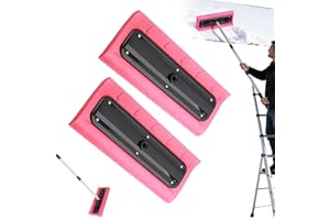 Roof Rakes for Snow Removal, 2 Foam Head Roof Snow Rake, Lightweight Durable Foam Head Snows Broom, Heavy Duty No-Scratch Sno
