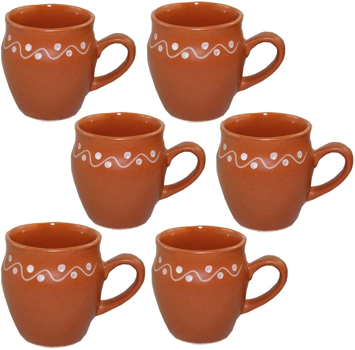 Buy Artisansorissa Brown Ceramic Printed Handle Kulhad Cups/ kullad
