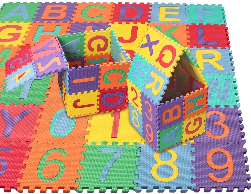 Kangler Kids Foam Puzzle Play Mat (36-Piece Set) Interlocking EVA Floor Tiles with Alphabet and Numbers: Toys & Games