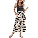 WNEEDU Women's Summer Maxi Dress 2026 Casual Sleeveless Hawaiian Sundress Tropical Long Dress Beach Vacation Outfit
