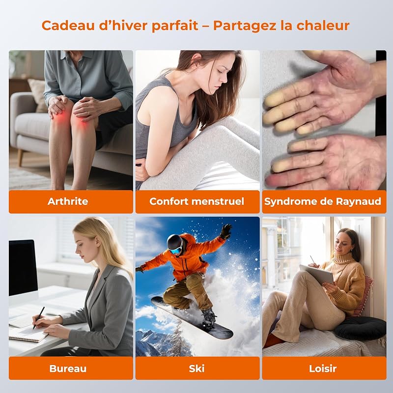 Chauffe Main Rechargeable 2 en 1 Magnetique, Batterie de 6000 mAh, 3 Niveaux de Chaleur, Chauffe-Mains avec câbles USB, pour Les activités en Extérieur et Le Froid, Cadeaux pour Femmes, Noir