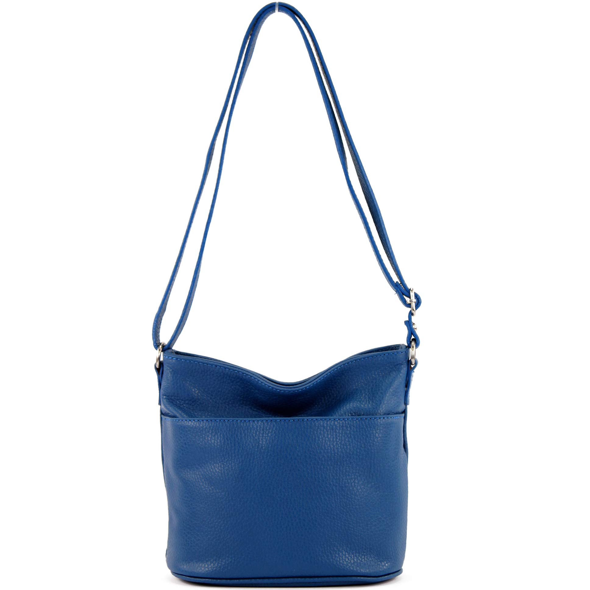 modamoda de - T196 - ital Leather Bags for Women, Shoulder/Shoulder Bag, Colour:Blue