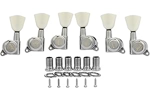 DOPRO 3-per-side Locking Tuners 18:1 Locking Tuning Keys Guitar Tuning Machines with Off White Keystone Handle for LP/Les Paul/SG/ES or Acoustic Guitars Chrome