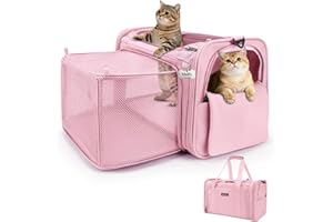 MIDOG Cat Carrier Soft, TSA Approved Airline Travel Carrier for Cats and Small Dogs, Under Seat Pet Bag with Expandable Space & Escape-Proof Zippers (Coral)