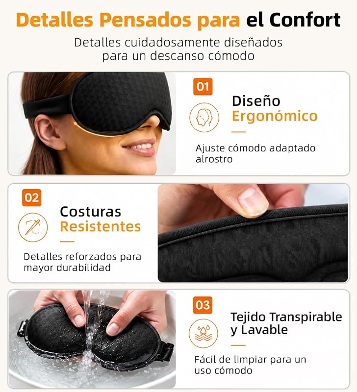 Máscara de sono ponderada em 3D, sem pressão nos olhos