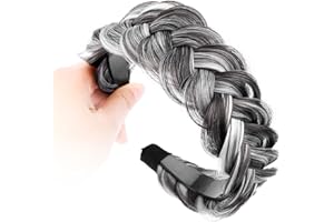 DIGUAN Wide Messy Braided Headband With Teeth Synthetic Hair Plaited Headband High Elasticity Braids Chunky Fishtail Braided 