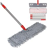 Microfiber Dust Mop for Floor Cleaning - Dual-Sided Washable Pads, Adjustable Stainless Steel Handle (31.1"-56.69") -Equipped with A Rotating Head, Suitable for Hardwood, Marble, and Tiles