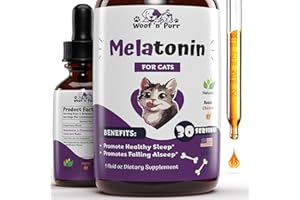 WOOF 'N' PURR Melatonin for Cats | Supports Healthy, Restful Sleep for Your Cat | Cat Stress Relief | Cat Calming | Cat Anxiety Relief | Cat Melatonin | Anxiety Relief for Cats | Cat Sleep Aid | 1 fl oz