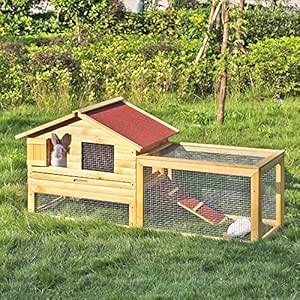 iKayaa AB2012 - 62 pulgadas Jaula con rampa de madera para gallinas