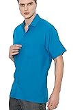 LA LEELA Men Short Sleeve Button Down Shirts Solid
