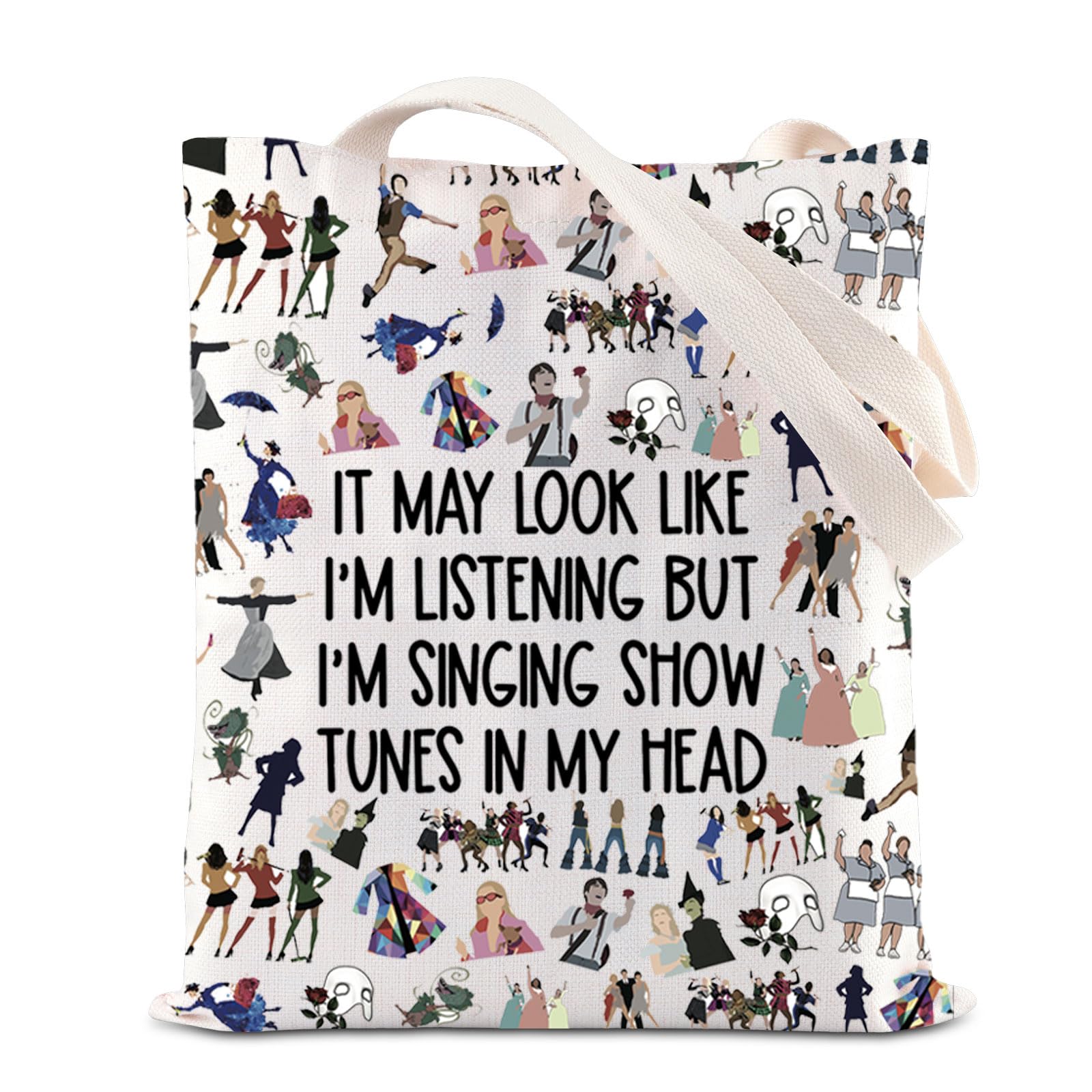 TSOTMO Broadway Musical Handbag Theatre Drama Tote Bag Show Tune Singer Theater Lover Gift Actor Actress Theatre Life Gift (My Head)