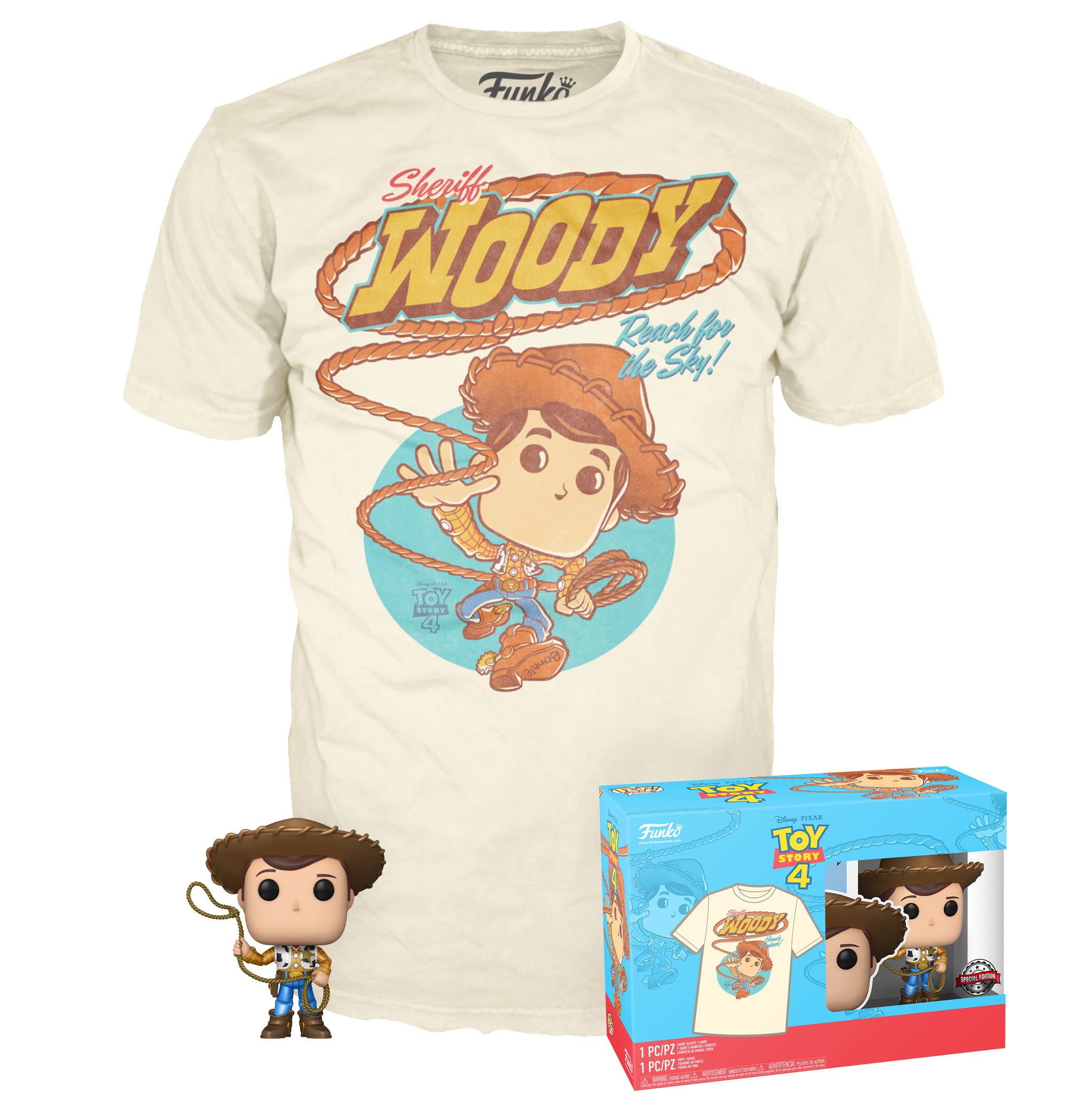 Funko Pop! & Tee: Disney - Woody - Small - (S) - Disney Pixar: Toy Story - T-Shirt - Clothes With Collectable Vinyl Figure - Gift Idea - Toys and Short Sleeve Top for Adults Unisex Men and Women