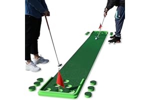 SPRAWL Golf Pong Game Set Putting Mat Indoor & Outdoor Golf Putters Putting Green Practice Training Aid Golf Gifts for Home, 