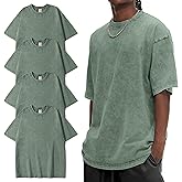 Eiscntd Men's Oversized T-Shirts Heavyweight Cotton Vintage Washed Loose Fit Unisex Baggy Tee Shirts