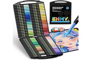ENMY 80 Colors Direct Liquid Acrylic Paint Markers, Brush Tip, Ink Control, Water-Based paint pens, Arts & Crafts, Works on P