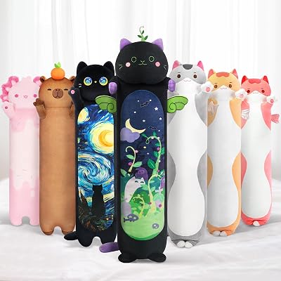 Mewaii 28in Long Devil Mint Cat Plush Pillow Squishy Soft Toy Black