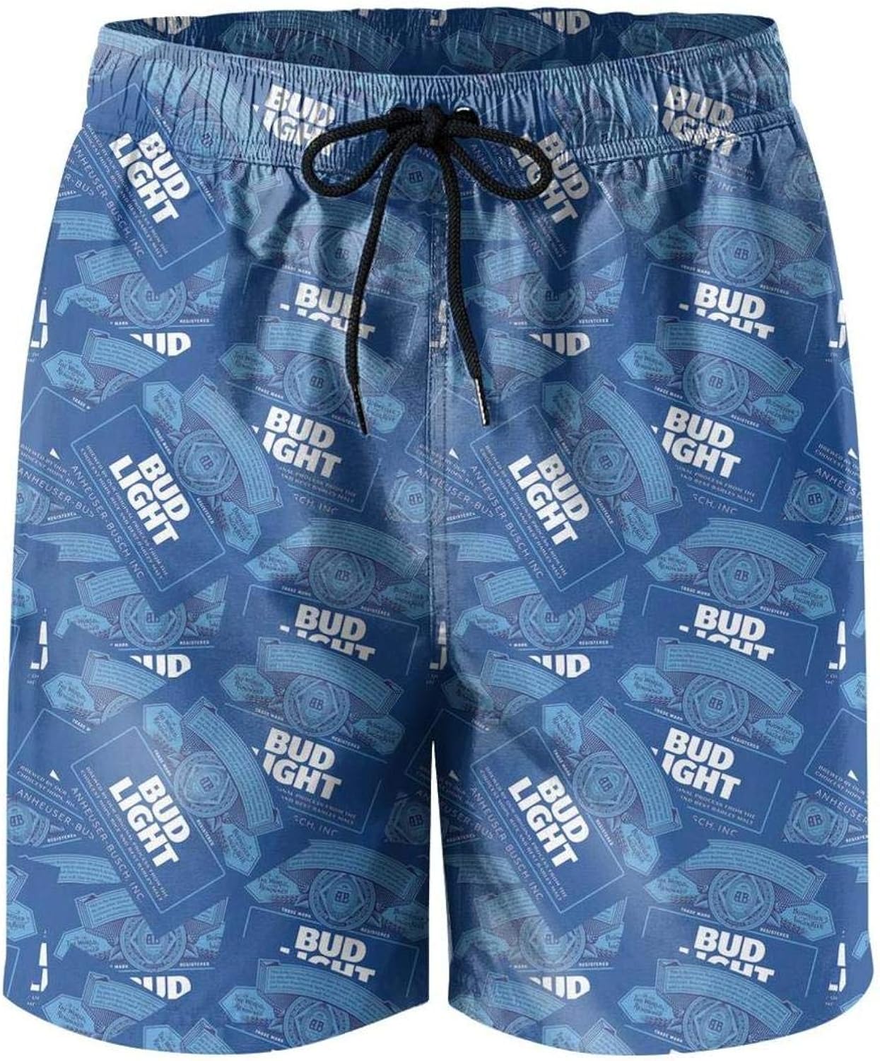 Mens' Waterproof Swim Trunks Quick Dry BudLightBeerBlueWhite Beach