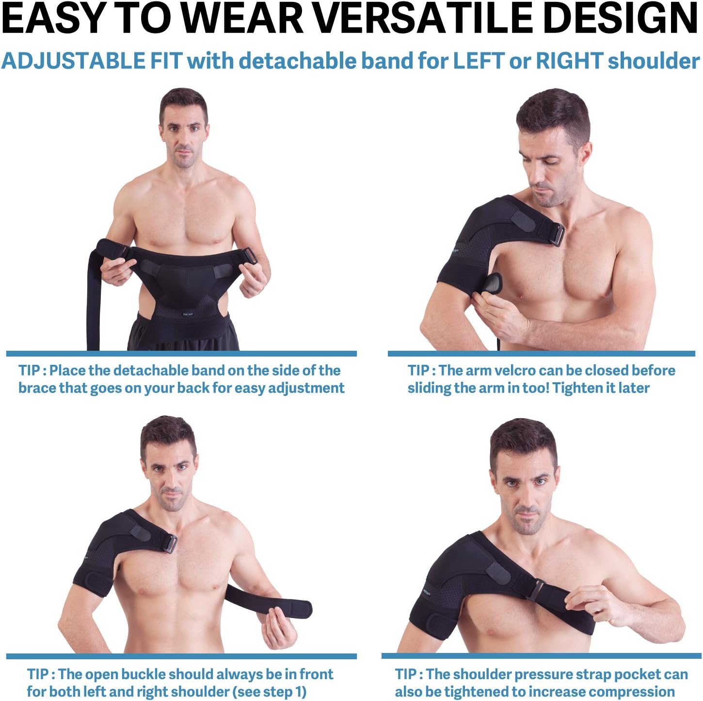 Shoulder Brace for Men and Women for Torn Rotator Cuff Support,Tendonitis, Dislocation, Bursitis, Neoprene Shoulder Compression Sleeve Wrap by Zenkeyz (Black, Small/Medium): Health & Personal Care