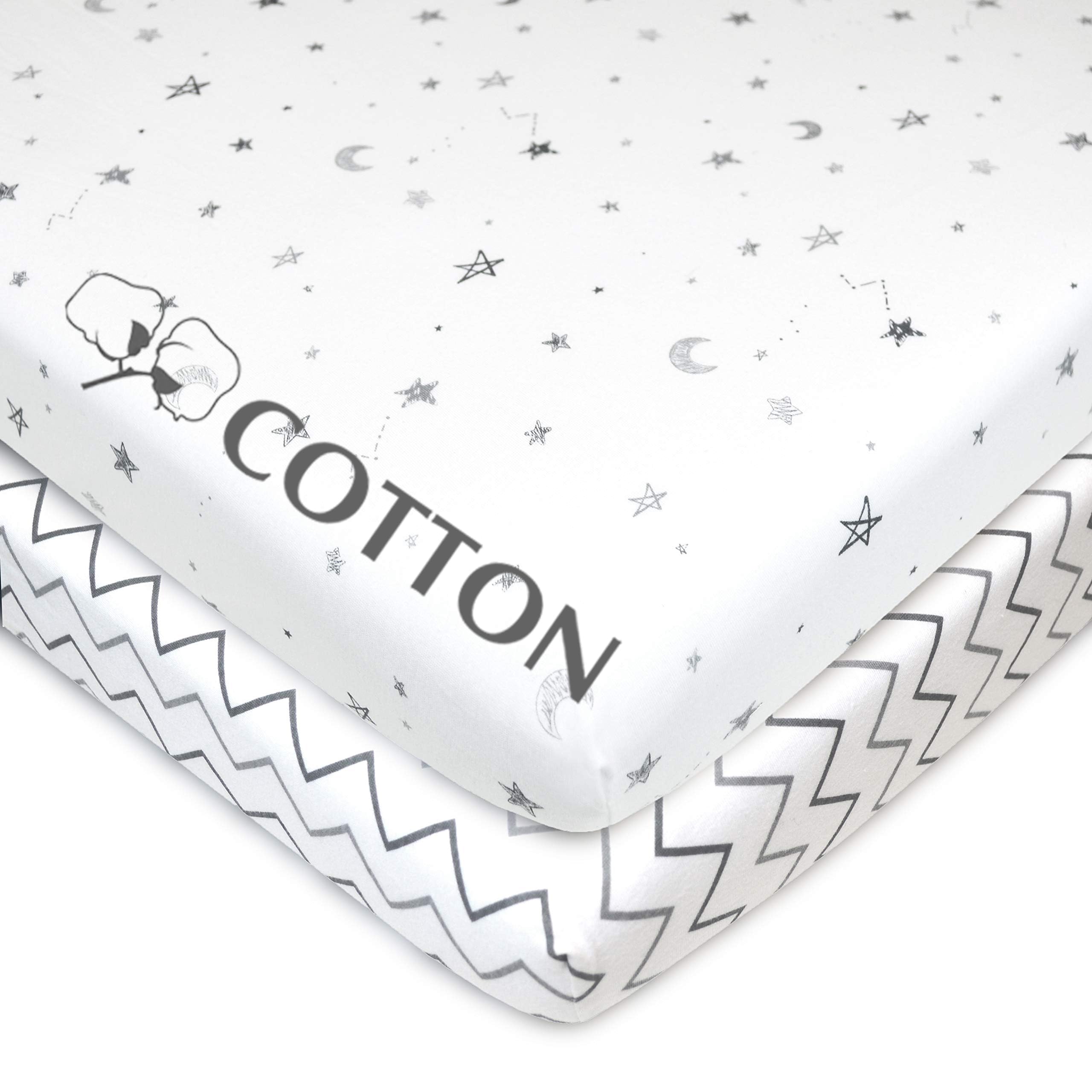 American Baby Company 2 Pack 100% Natural Cotton Fitted Mini Crib Sheets 38