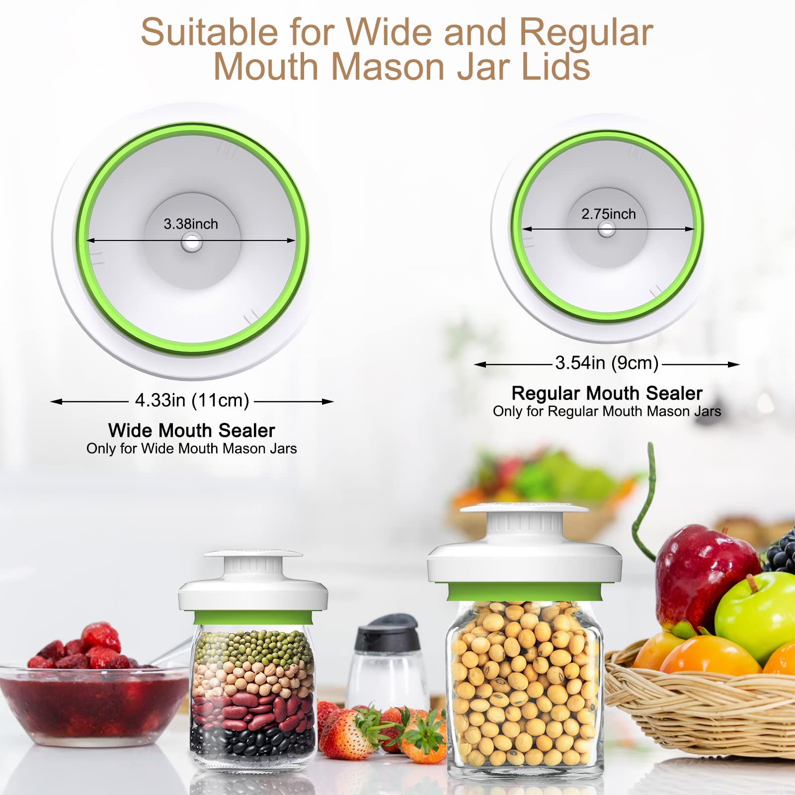 Mason Jar Vacuum Sealer, Jar Sealer and Accessory Hose for Foodsaver, Food Storage Vacuum Sealer Jar Attachment Kit with Lid Opener for Wide-Mouth & Regular-Mouth Mason Jar