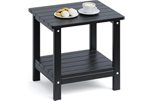 UDPATIO 2-Tier Side Table, 19x16x17.8 in, Black, Adirondack End Table, Indoor & Outdoor Use