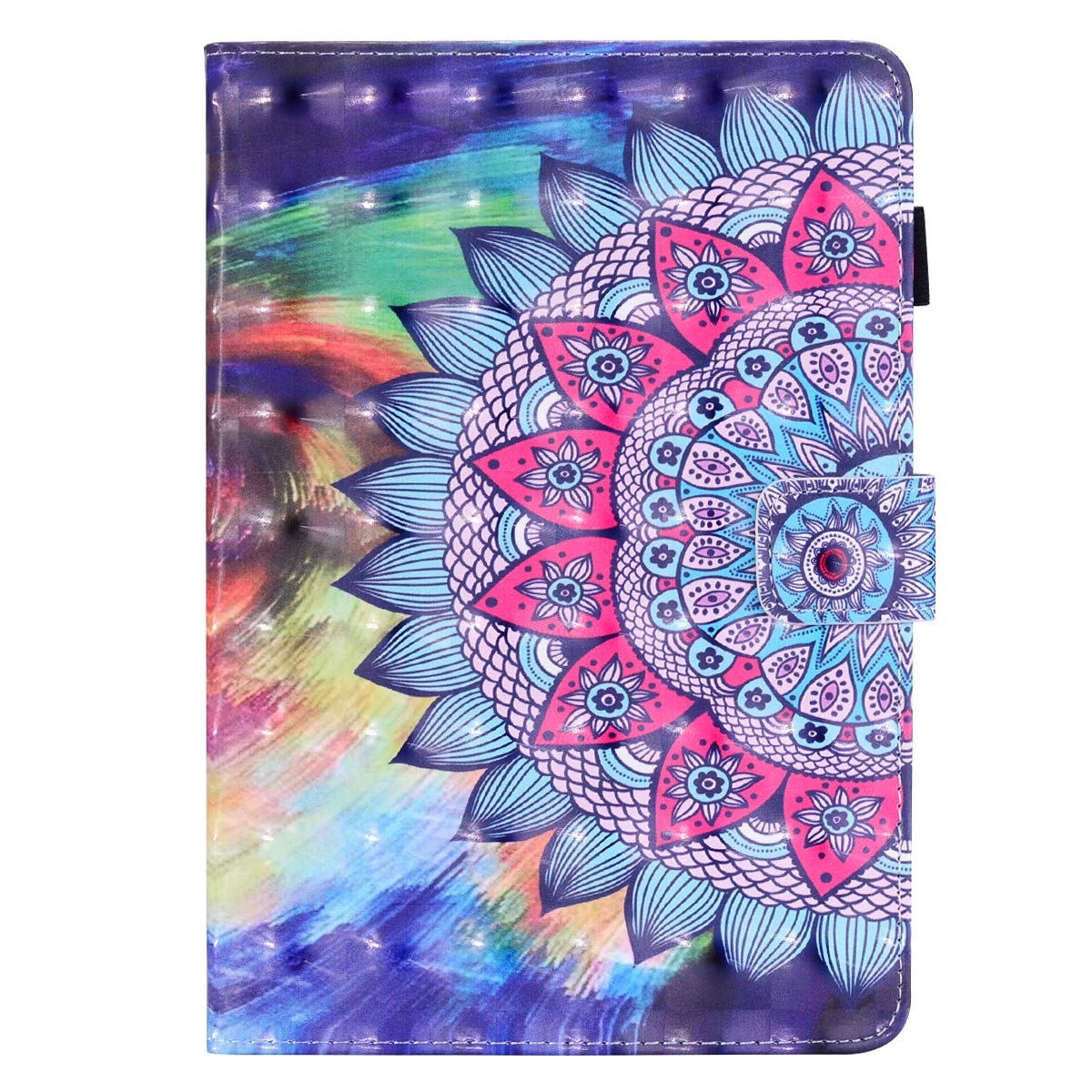 CaseFun Samsung Galaxy Tab S5e 2019 Case Mandala Leather Flip Stand Folio Magnetic Cover with Pencil Buckle,Pocket for Samsung Galaxy Tab S5e 10.5 (T720/T725/T727) Flower