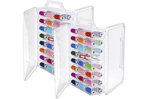 Gbivbe 46 Grids Sewing Organizer, Double Sided Thread Box Storage, Portable Clear Plastic Organizer Box for Embroidery and Sewing Threads, Embroidery Floss, Crafts, Small Toys (Clear,2 Pack)