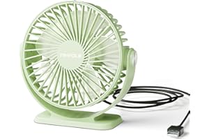 TriPole Small Desk Fan USB Powered Personal Fan Strong Airflow 3 Speeds Mini Fan 360°Rotation Portable Fan 5.1 Inch Quiet Table Fan for Home Office Bedroom Desktop Travel, Green, 4.9ft Cable